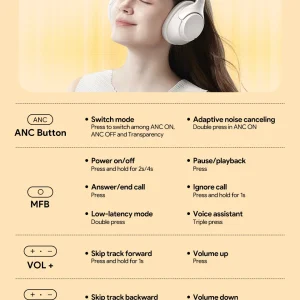 QCY H3 Bluetooth Noise Cancelling Headphones - Thumbnail Image 6