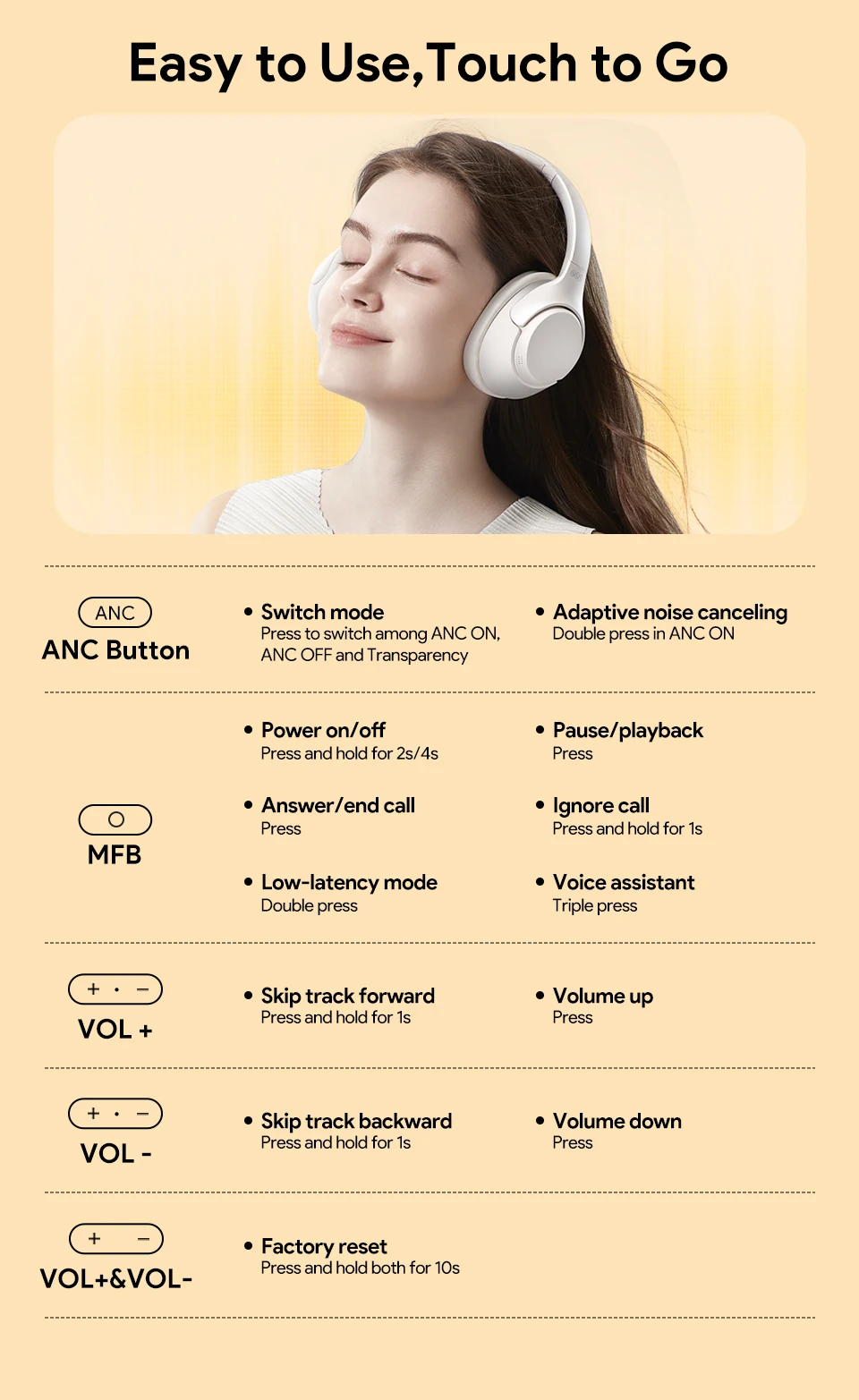 QCY H3 Bluetooth Noise Cancelling Headphones - Image 6