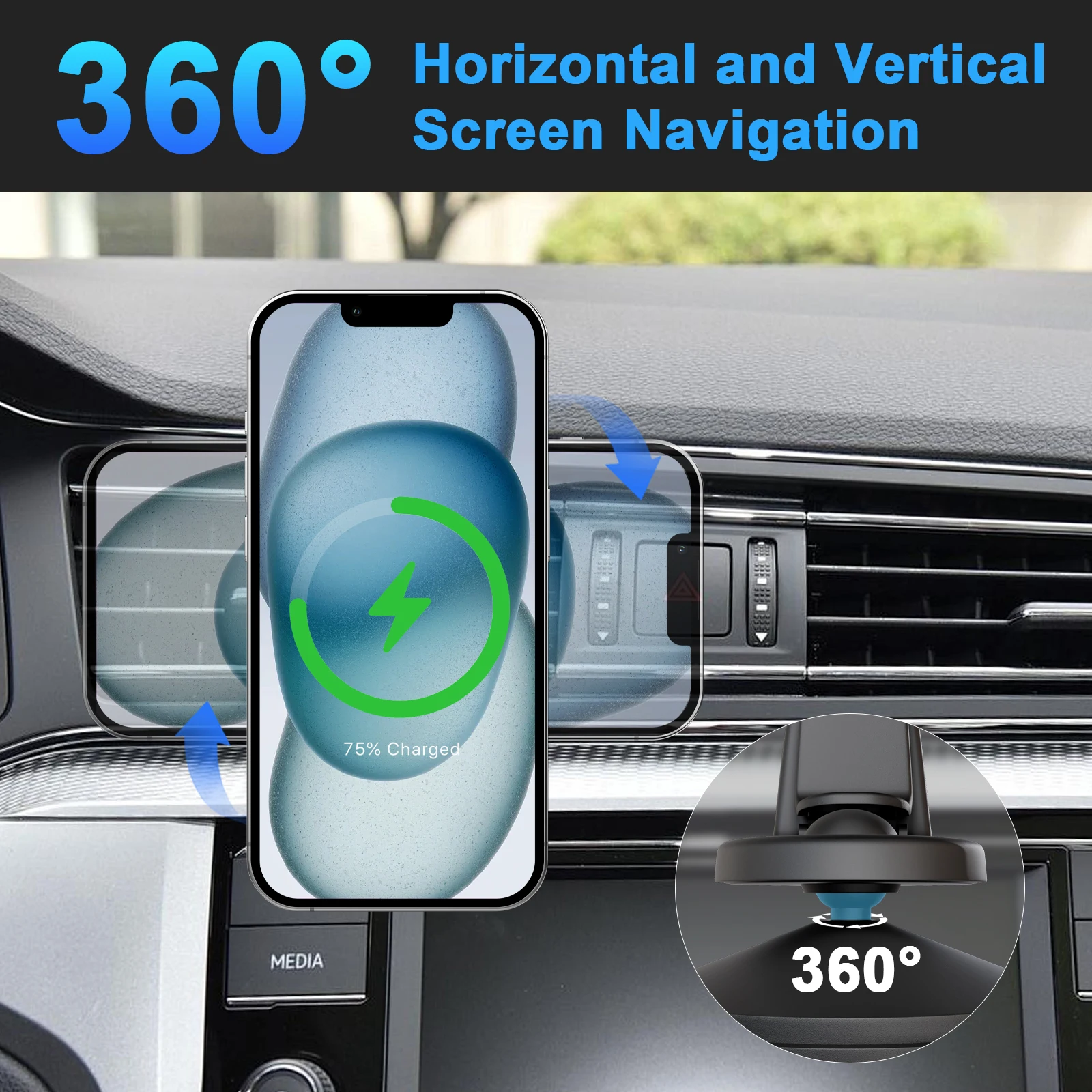 15W Magnetic Car Wireless Charger - Image 3