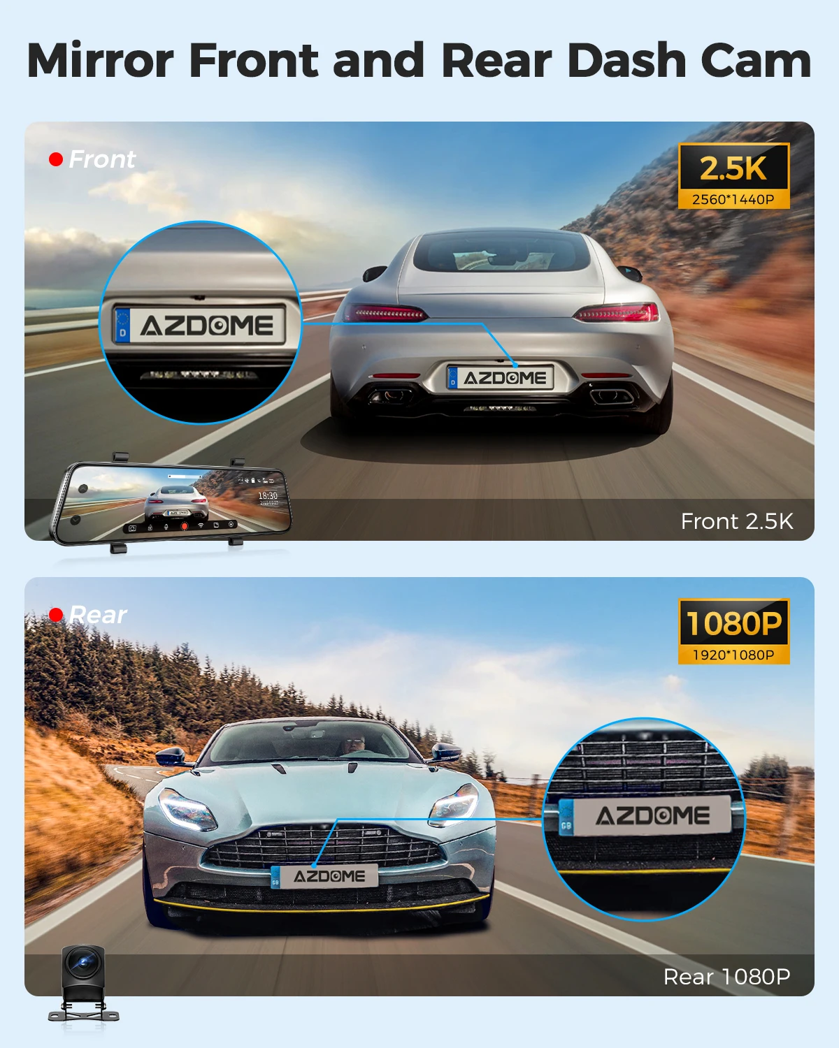 12" 4K WiFi Dual Dash Cam - Image 1