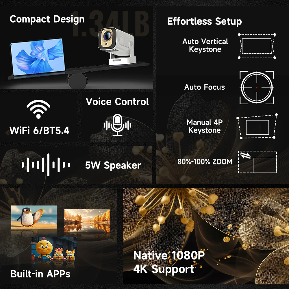1080P Native 4K Auto Focus Projector - Image 1