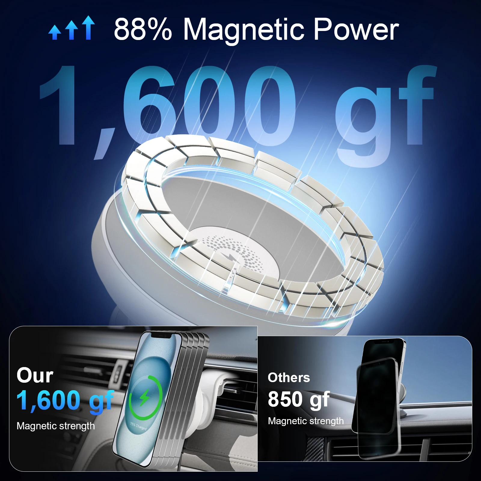15W Magnetic Car Wireless Charger - Image 5