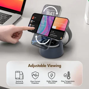 5-in-1 Strong Magnetic Wireless Charging Station 15W BT Speaker Night Light Fast Charger for iPhone 17 16 15 Watch Earphone - Thumbnail Image 3