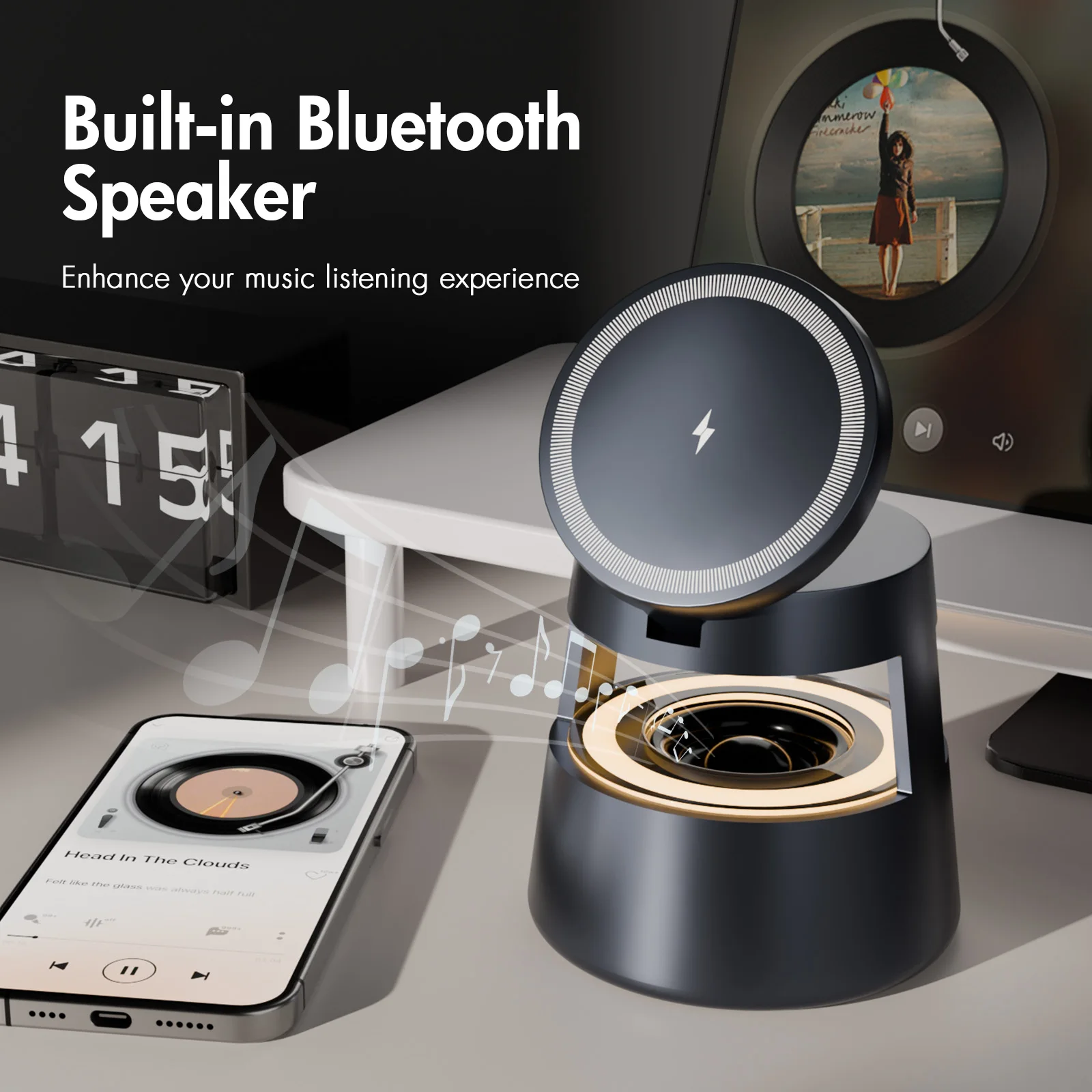 5-in-1 Strong Magnetic Wireless Charging Station 15W BT Speaker Night Light Fast Charger for iPhone 17 16 15 Watch Earphone - Image 4