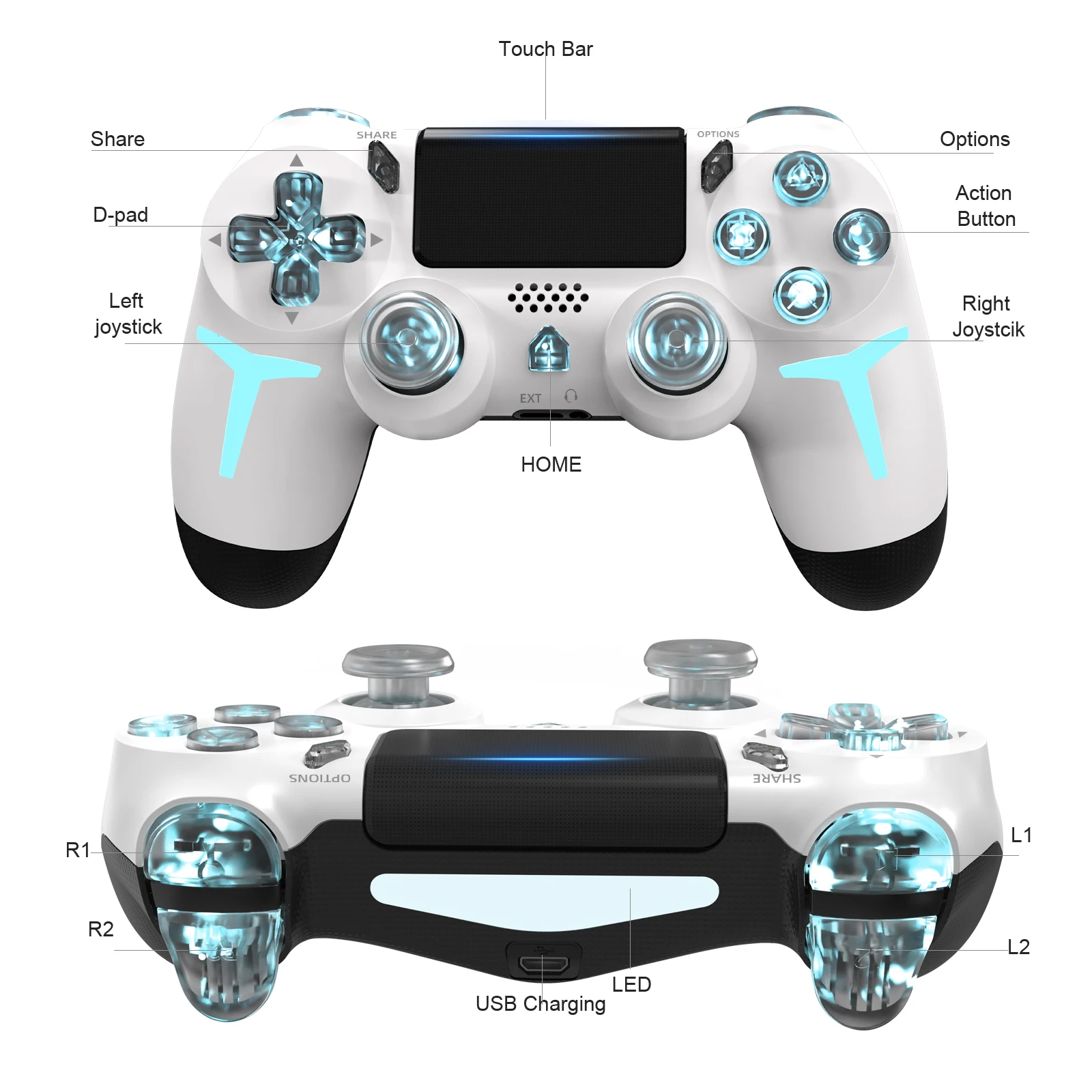 PS4 PS3 Wireless Bluetooth Gamepad - Image 2