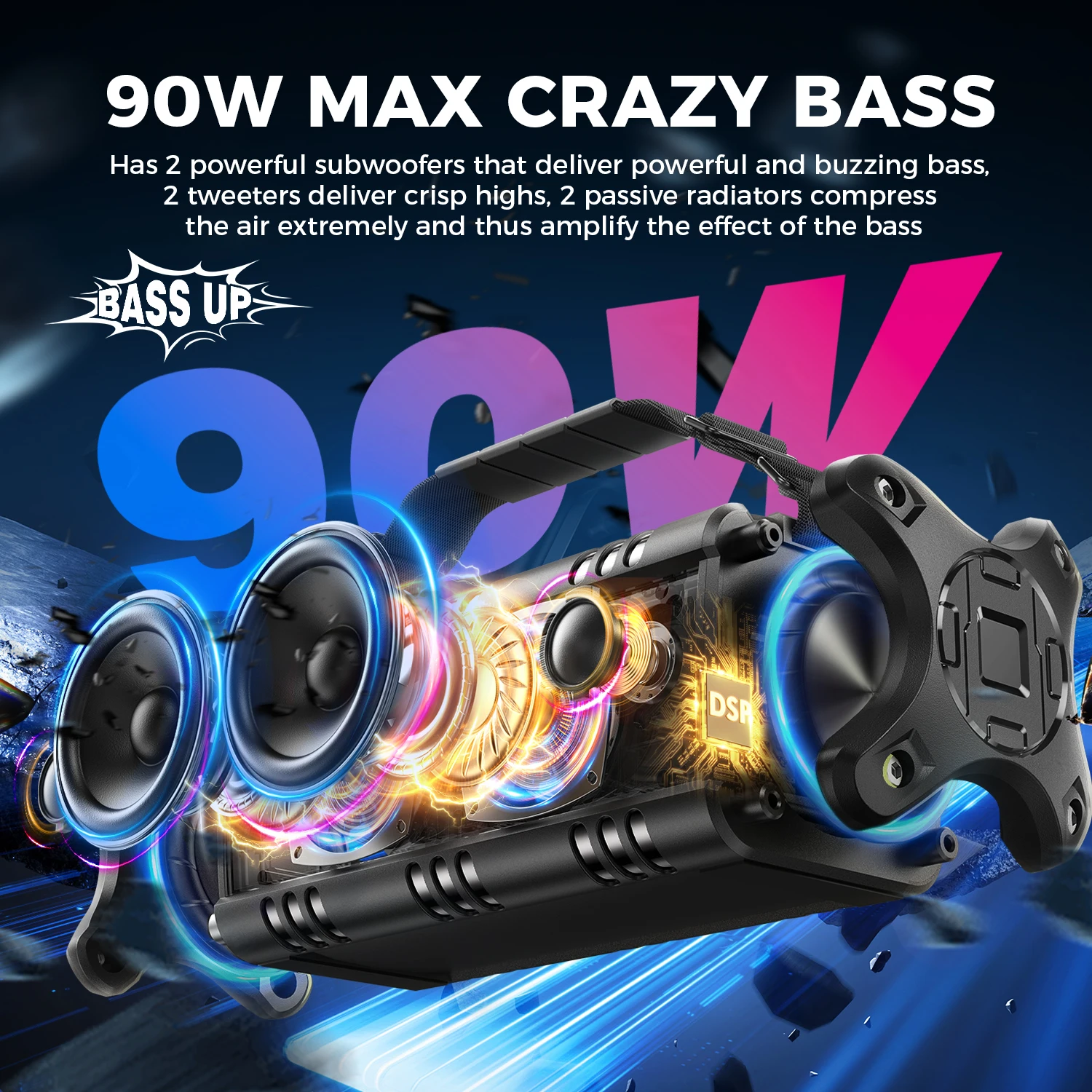 50W Loud Bluetooth Outdoor Party Speaker - Image 5