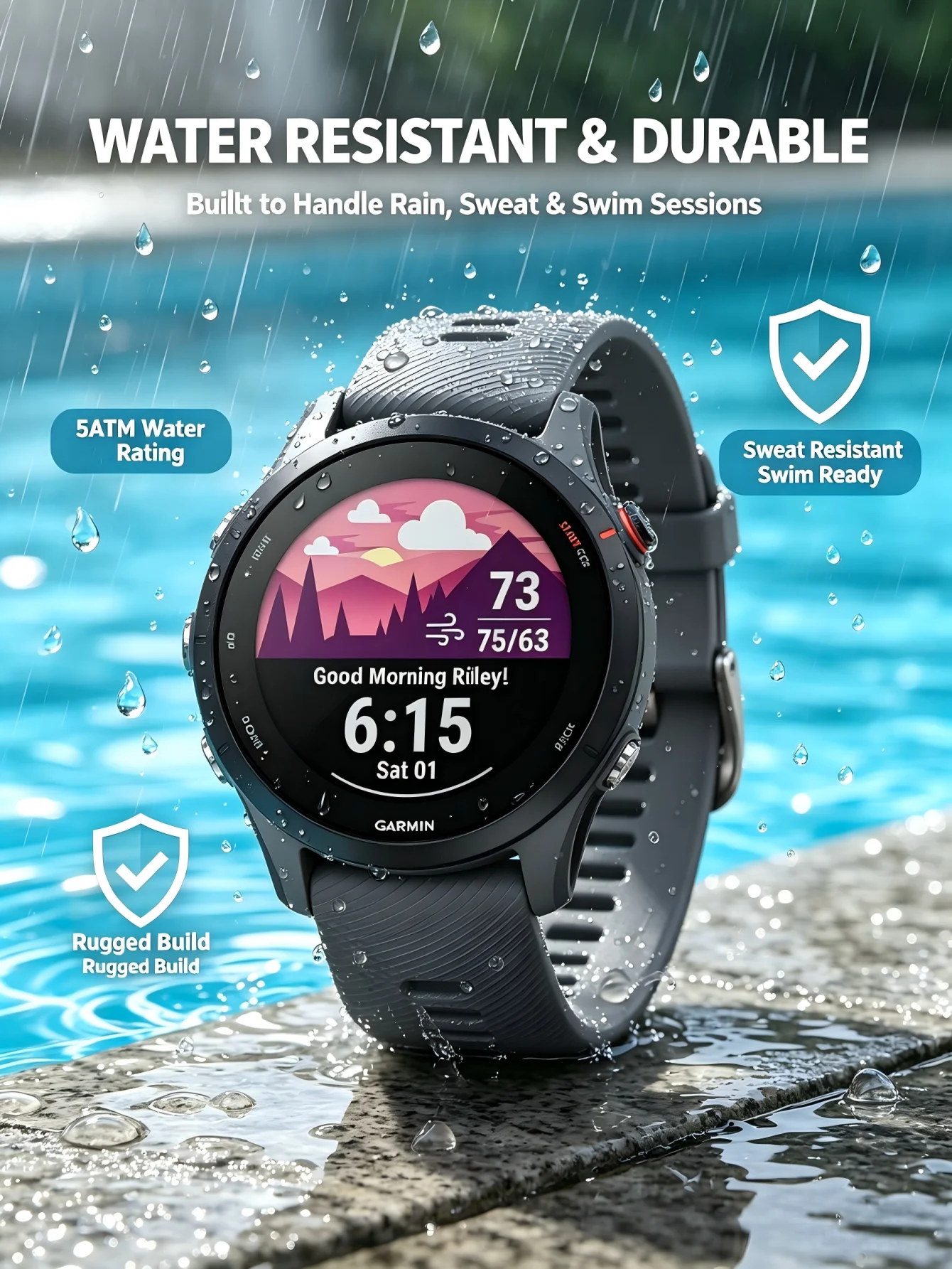 46mm Smartwatch Bluetooth Fitness Tracker 5ATM - Image 1
